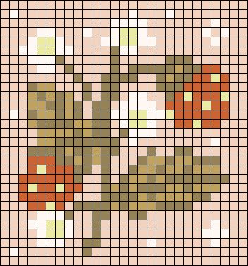 Pixel Floral Pattern, Cherry Grid Pattern, Cottagecore Grid Pattern, Cross Stitch Square Pattern, Floral Tapestry Crochet Pattern, Pixel Art Pattern Square, Strawberry Pixel Grid, Plant Grid Pattern, Pixel Tapestry Pattern