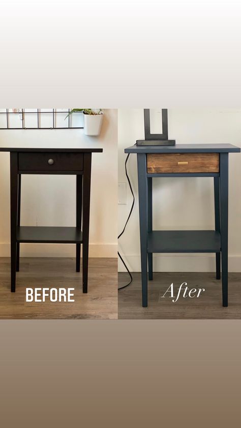 Ikea Hemnes Nightstand, Hemnes Nightstand, Bedside Table Ikea, Ikea Nightstand, Ikea Makeover, Side Table Makeover, Nightstand Makeover, Hale Navy, Diy Nightstand