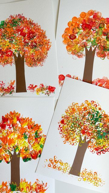 Simple Fall Canvas Painting Ideas, Tree Painting Ideas, Finger Painting For Toddlers, Finger Painting For Kids, Kids Canvas Painting, Fall Tree Painting, Toddler Painting, Fall Canvas Painting, Fall Canvas