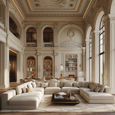 French Mansion Living Room, Chateau Inspired Homes, Old Money House Living Room, Modern Classic Aesthetic, Old Money Living Room Aesthetic, French Chateau Living Room, Chateau Living Room, Modern Classic Interior Living Room, French Style Home Interior