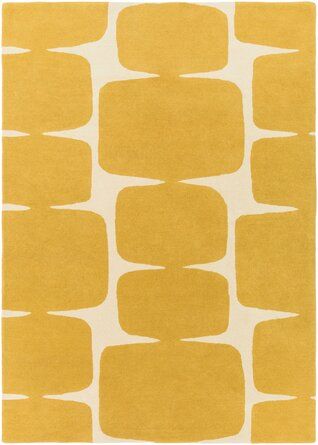 Wade Logan® Guyette Geometric Handmade Tufted Wool Yellow/Beige Area Rug | Wayfair Surya Rug, Surya Rugs, Yellow Area Rugs, Gold Rug, Cream Area Rug, Rug Direct, Yellow Rug, Abstract Rug, Neutral Rugs