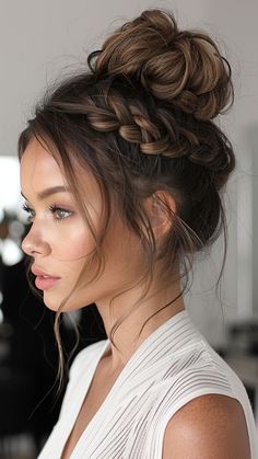 French Braid Buns, Trendy Braids, French Braid Updo, Cute Simple Hairstyles, French Braid Hairstyles, Teen Hairstyles, Unique Hairstyles, Ponytail Hairstyles, Trendy Hairstyles