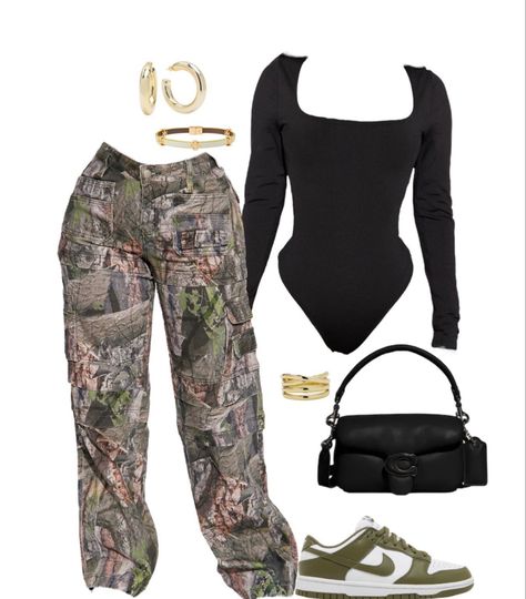 Camouflage, Camo, High Waist, Sweatpants, Purse, Green, Pants, Black, Trousers