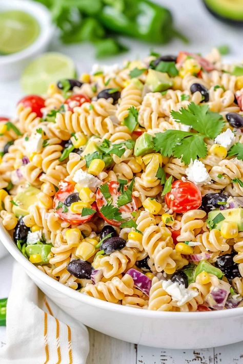 Southwest Pasta Salad - Insanely Good South West Pasta, Chipotle Lime Dressing, Southwest Pasta, Southwest Pasta Salad, Pasta Salad Dressing, Easy Healthy Meal Prep, Small Pasta, Lime Dressing, Dinner Recipes Crockpot