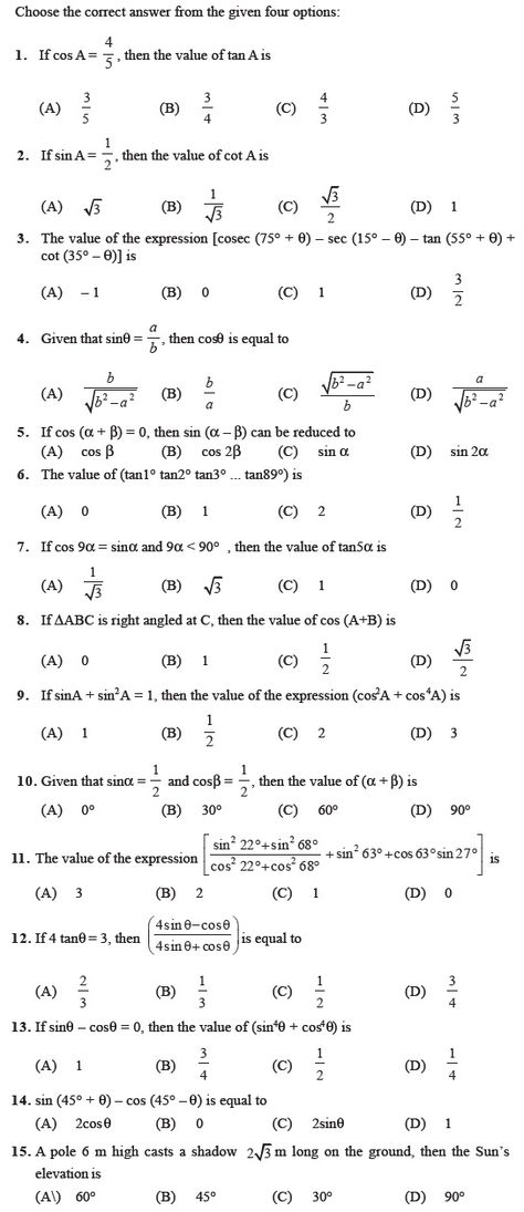 Class 10 Important Questions for Maths - Introduction to Trigonometry and its Applications | AglaSem Schools Trigonometry Aesthetic, Trigonometry Problems, Kitchen Room Designs, Trigonometry Formulas, Mathematics Tricks, Tailor Bird, Math Formula Sheet, Maths Formulas, Trigonometry Worksheets