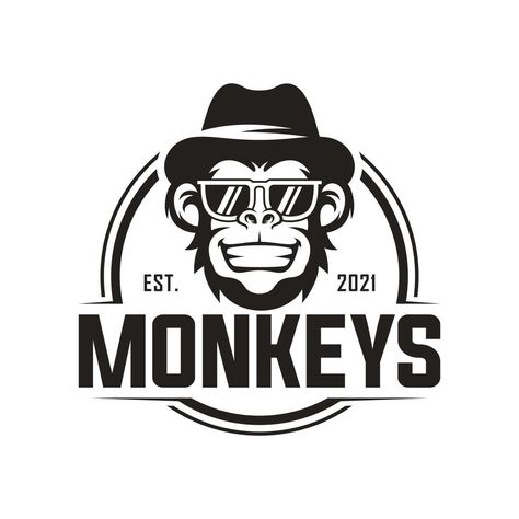 Monkey Logo Design, Cool Monkey, Monkey Man, Monkey Illustration, Monkey Stickers, Monkey Logo, Barber Logo, Dream Logo, Travel Baseball