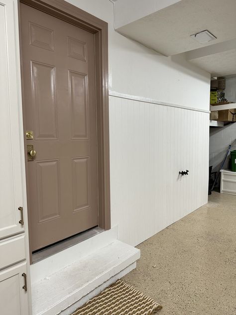 Garage Shiplap Wall, Shiplap Garage, Garage Walls Covering Ideas, Easy Shiplap, Hardie Board, Mudroom Cabinets, Bead Board Walls, Shiplap Accent Wall, Water Spout