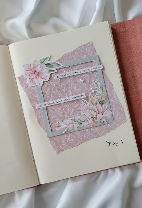 Theme Journal Ideas, Journaling With Pictures, Cute Simple Journal Ideas, Flower For Journal, Journal Simple Ideas, Diy Scrapbook Ideas Creativity Design, Diary Craft, Cute Diary Decoration Ideas, Aesthetic Vintage Design For Journal