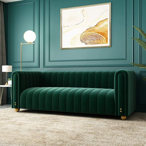 Green Velvet Couch, Modern Couches Living Room, The Big Comfy Couch, Small Sectional Sofa, Latest Sofa Designs, Green Couch, Velvet Couch, Green Velvet Sofa, Mid Century Modern Sofa