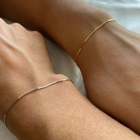 Gold Bracelets For Couples, A Bracelet Gold, Matching Gold Bracelets For Couples, Silver And Gold Bracelets, Silver Dainty Bracelets, Couple Silver Bracelets, Silver Couple Bracelets, Matching Chains For Couples, Dainty Silver Chain Bracelet