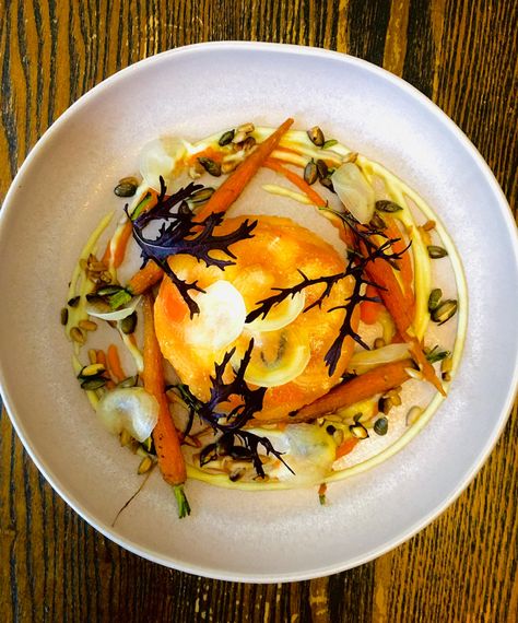 Pickled Carrot Terrine, Carrot Elderflower & Apple Purée, Carrot Ginger and Turmeric Gel, Roasted Carrots and Toasted Seeds. Pickled Carrot, Pickled Carrots, Carrot And Ginger, Roasted Carrots, Chef Recipes, Pickles, Carrots, Ginger, Seeds