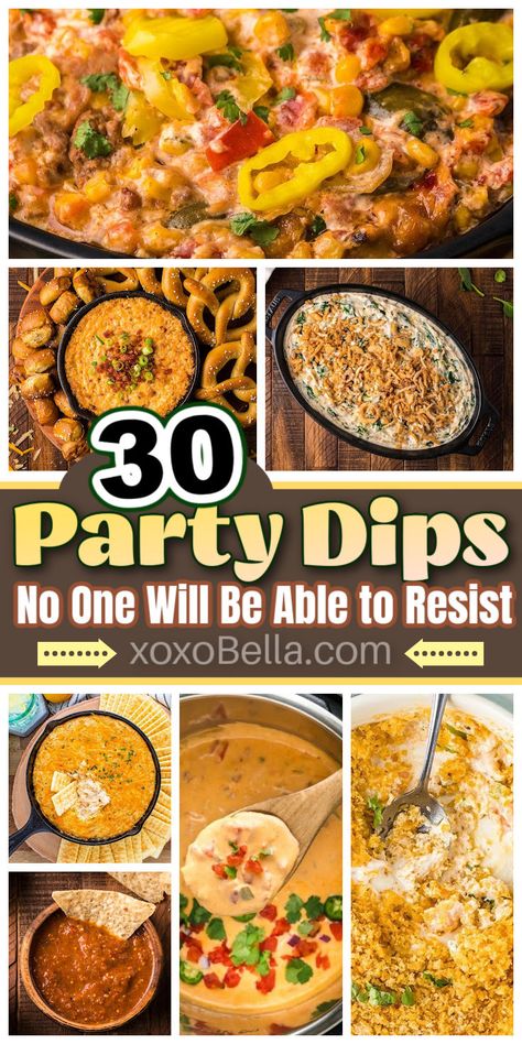 Perfect party dips that disappear fast Best Party Dips Easy, Large Party Dips, The Best Party Dips, Chip And Dip Board Ideas, Creative Dips Parties, Dip Board Party, Freezer Friendly Dips, Dips To Take To A Party, Dip Party Theme