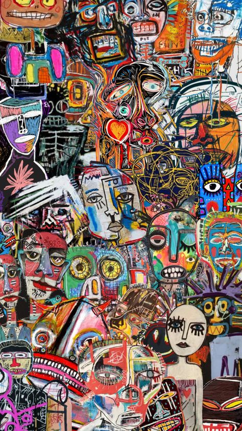 #chaos #art #drawings #impressionist #impressionism #portrait Graffiti Artwork Wallpaper, Basquiat Wallpaper Iphone, African Art Wallpaper, Chaos Wallpaper, Chaos Poster, Impressionism Portrait, Chaos Painting, Urban Collage, Chaos Art