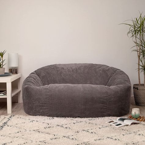 Charcoal Luxury Large Beanbag Cosy room ideas Sitting room inspiration #ad Big Beanbag Chair, One Seater Sofa Chairs, Beanbag Couch, Low Couch, Beanbag Sofa, Corduroy Bean Bag, Living Room Game Room, Bean Bag Couch, Giant Bean Bags