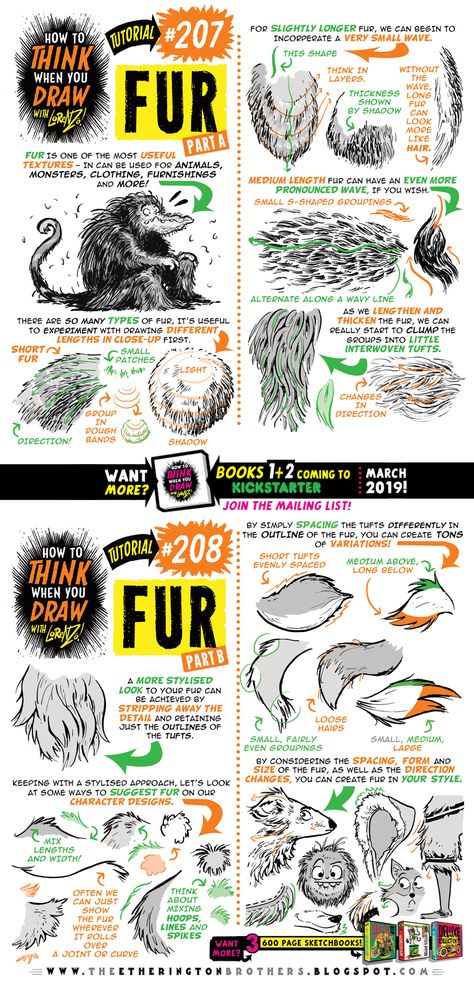 Fur Tutorial, Draw Fur, How To Draw Fur, Etherington Brothers, Comic Tutorial, How To Think, Sketches Tutorial, Art Help, Guided Drawing