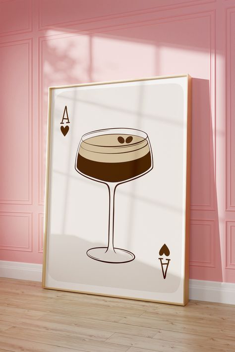 Espresso Martini Playing Card Poster  - Digital Download **This is a digital product, NO ITEM WILL BE SHIPPED TO YOU HOW TO DOWNLOAD: Once your purchase is finalized, Etsy will promptly redirect you to a confirmation page where you can instantly access your download link. Additionally, an email containing a download link for your files will be sent to the email address linked to your Etsy account. You have the freedom to retrieve this download link whenever you wish via your Etsy purchase page. Espresso Martini Artwork, Martini Canvas Painting, Espresso Martini Art Print, Espresso Martini Drawing, Espresso Martini Print, Espresso Martini Painting, Espresso Martini Art, Martini Painting, Martini Expresso