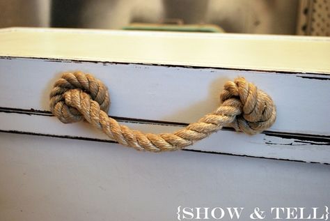 Hardware Ideas, Rope Projects, Diy Nightstand, Cedar Chest, Beach Homes, Nautical Rope, Granny Flat, Blanket Chest, Beach Living