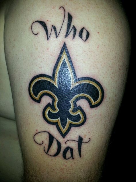 My new tattoo! Go Saints!!! Saints Football Tattoo, New Orleans Saints Tattoo, Saints Tattoo New Orleans, Saints Tattoo, New Orleans Tattoo, Saint Tattoo, Square Tattoo, Football Tattoo, Tattoo Prices