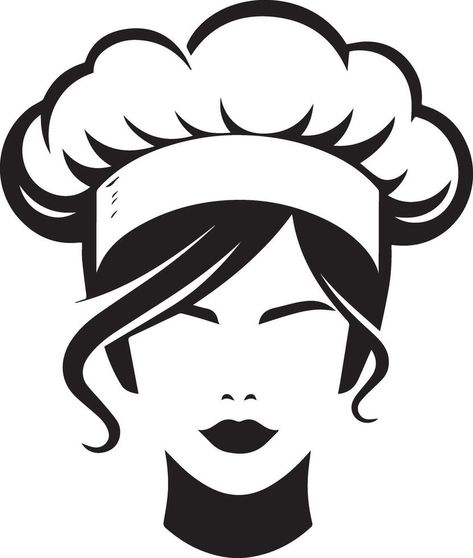 Chef Logo Design Graphics, Chef Drawing Easy, Chef Drawing, Face Silhouette, Portrait Logo, Chef Logo, Personal Logo Design, Female Chef, Cartoon Logo