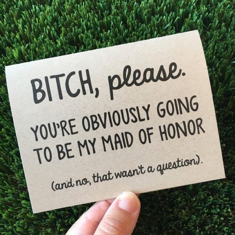 Unique Wedding Ideas Creative Diy, Funny Bridesmaid Proposal Cards, Bridesmaid Cards Funny, Funny Bridesmaid Proposal, Bridesmaid Funny, Be My Maid Of Honor, Pinterest Wedding, Wedding Party Invites, Bridesmaid Proposal Cards