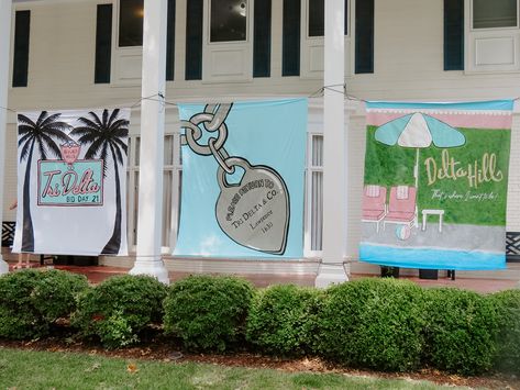 Sorority Banners Founders Day, Beverly Hills Bid Day Theme, Sorority Bid Day Banner, Beverly Hills Bid Day, College Banners, Bid Day Banner, Sorority Retreat, College Banner, Retreat Themes