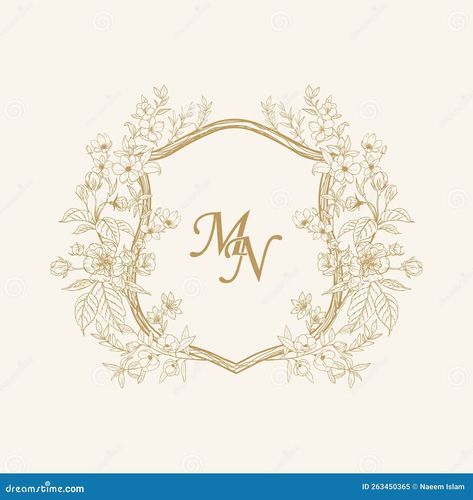 MN Initial Wedding Monogram Logo Crest, Wedding Logo Design, Custom Wreath Wedding Monogram, Crest Initial Wedding Logo vector illustration Wedding Crest Monogram, Wedding Initials Logo, Sikh Wedding Card, Nature Font, Free Monogram Fonts, Crest Monogram, Vintage Template, Monogram Painting, Custom Wreath