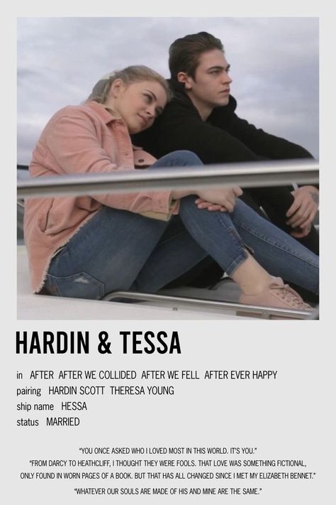 minimalistic polaroid relationship poster for hardin and tessa from after Hardin And Tessa, Hardin Tessa, Movie Collage, Elizabeth Bennet, Hardin Scott, Ship Names, After Movie, Movie Posters Minimalist, Marry You