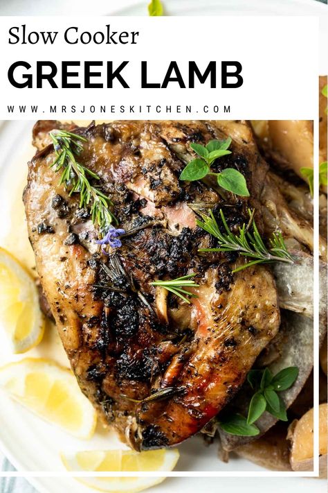 How to make Greek lamb in the slow cooker using either lamb shoulder or lamb leg to create a tender melt in the mouth lamb dish.