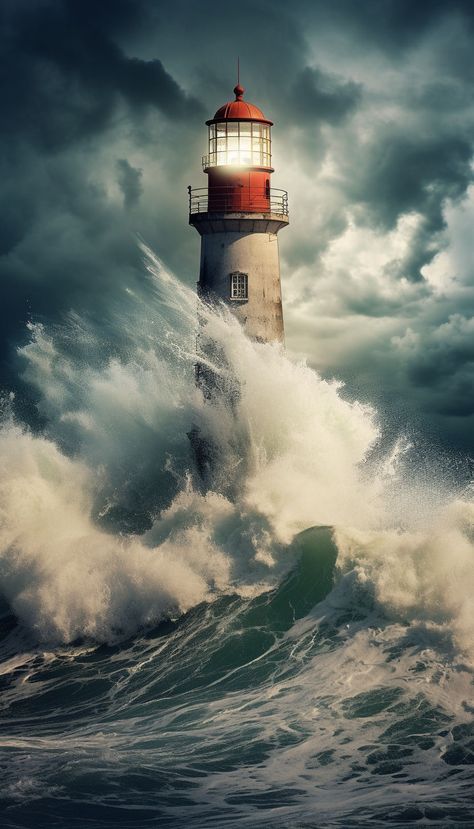 Lighthouse Storm Photography, Lighthouse In Storm, Lighthouse In A Storm, Storm Lighthouse, Lighthouse Waves, Lighthouse Wallpaper, Storm Waves, Lighthouse Storm, Lighthouse Inspiration