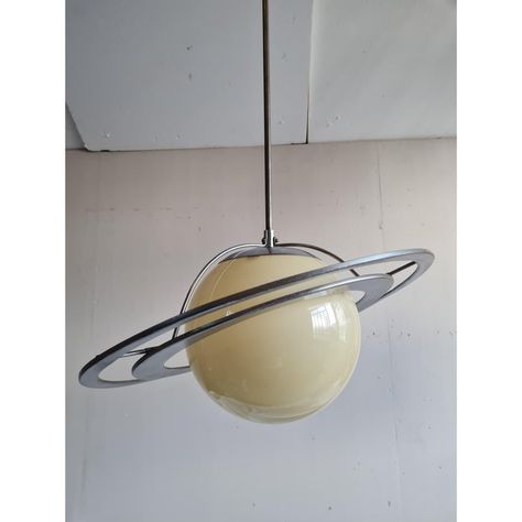 Vintage Satouno Hanging Light, 1958, in Good conditions.  Designed 1950 to 1959 Up to 250V (Europe/UK Standard).The wiring of this item may be original and might need replacement, if not specified otherwise. Post Modern Light Fixtures, Retro Industrial Bedroom, Loft Apartment Lighting, Space Age Lighting, Retrofuturism Decor, Light In Architecture, Vintage Hanging Lights, Hanging Light Bedroom, Sci Fi Furniture