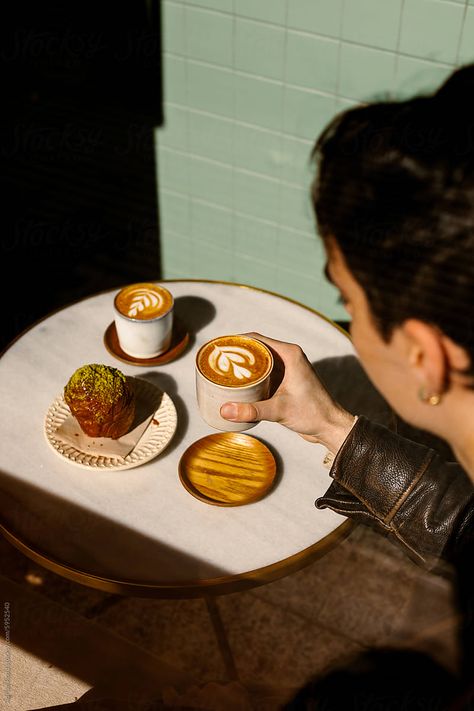 "Man Having Breakfast At A Specialty Coffee Shop" by Stocksy Contributor "Adrian Rodd" - Stocksy Coffee Art Photography, Breakfast At Cafe, Cafe Aesthetic Instagram Post, Coffee Photos Ideas, Coffee Shop Uniform Aesthetic, Lifestyle Cafe Photography, Dessert Cafe Aesthetic, Coffee Shop Shoot Photo Ideas, Coffee Shop Lifestyle Photography