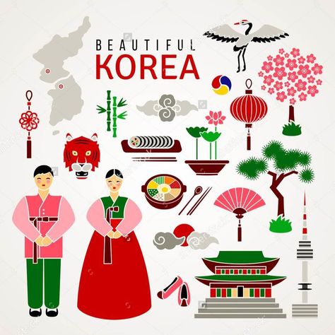 Korea Korean Crafts, Ancient Korea, Culture Day, National Symbols, Flat Icons, Christmas Icons, Korean Art, Korean Traditional, World Cultures