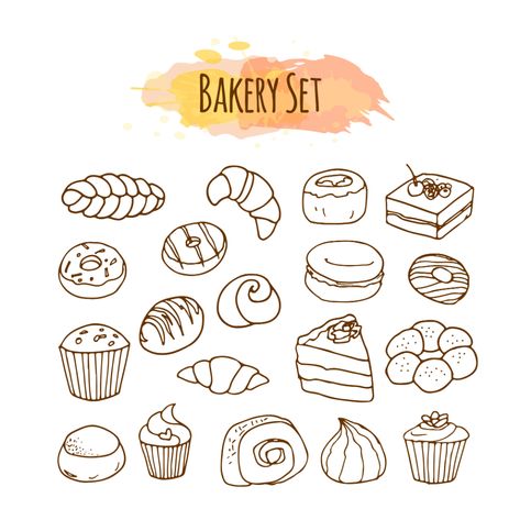 Bakery elements. Pastry illustration. Vector. Choose from thousands of free vectors, clip art designs, icons, and illustrations created by artists worldwide! Pastry Drawing, Bakery Elements, Pastry Illustration, Pastry Logo, Bakery Icon, Donut Logo, Cake Icon, Clip Art Design, Vintage Cupcake