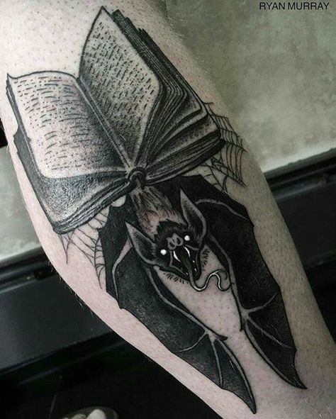 Random Tattoos, Bat Tattoo, Wicked Tattoos, Halloween Tattoo, Gothic Tattoo, Horror Tattoo, Book Tattoo, Halloween Tattoos, Skin Art