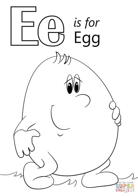 Letter E For Toddlers, E Is For Egg Craft, E Is For, E For Egg, Letter E Coloring Page, Letter E Printable, E Is For Egg, Letter E Activities, Letter E Craft