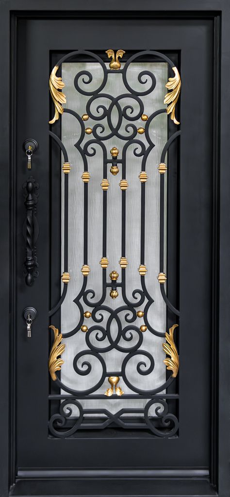 Valeanto's Iron Door - Model 165 - Front Door – VALEANTO'S IRON DOORS Modern Entry Door Design, Security Door Design, House Front Door Design, Home Gate Design, Metal Doors Design, Steel Door Design, Iron Door Design, Wrought Iron Design, Wooden Front Door Design