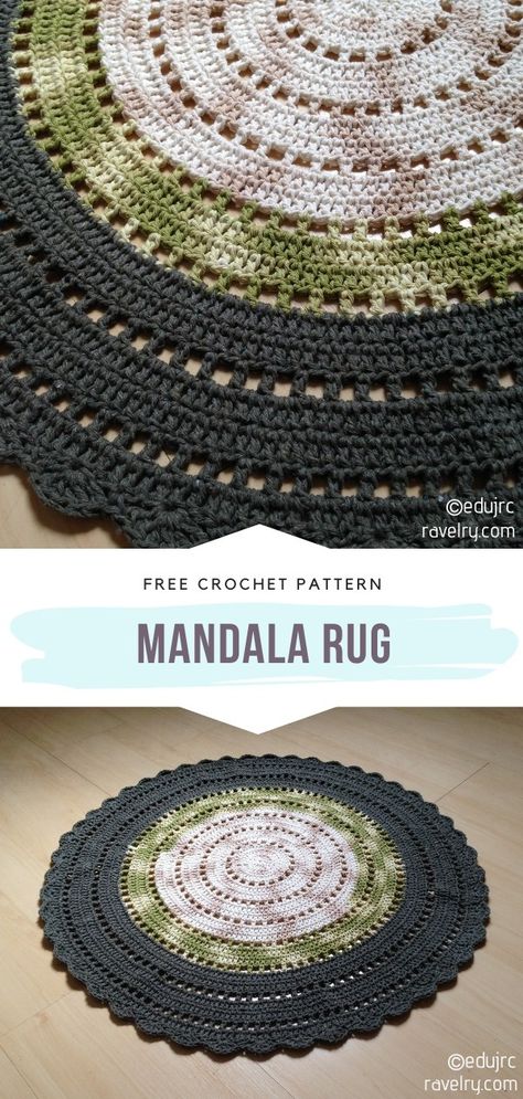 Rag Rug Crochet Pattern Free, Small Crochet Rug Pattern Free, Free Crochet Rug Patterns Floors, Crochet Rugs Patterns, Crochet Floor Rug Pattern, Crochet Scrap Rug, Free Crochet Patterns For Rugs, Free Rug Crochet Patterns, Crochet Circle Rug Pattern Free