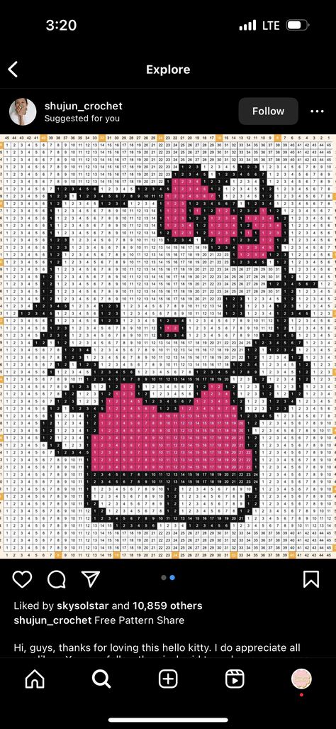 Hello Kitty C2c Crochet Pattern, Hello Kitty Crochet Tapestry, Sanrio Tapestry Crochet, Hello Kitty Grid Pattern, Hello Kitty Cross Stitch, Hello Kitty Blanket, Hello Kitty Crochet, Tapestry Crochet Patterns, C2c Crochet