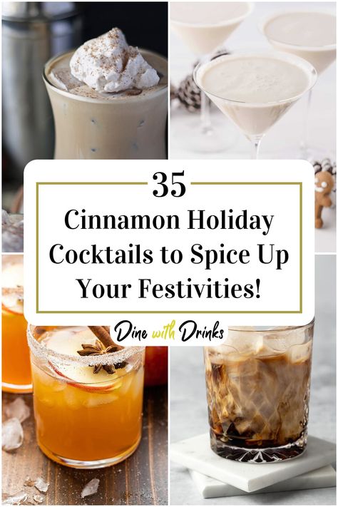 Collage of 4 cinnamon holiday cocktails. Cinnamon Holiday Cocktails, Cinnamon Cocktails, Cinnamon Cocktail, Christmas Cocktails, Cozy Night, Holiday Cocktails, Holiday Drinks, Mixed Drinks, Night In