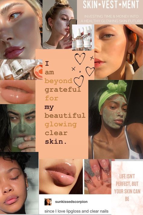 ✨Manifest clear skin ✨visualize it ✨glowy and dewy Clear Skin Visionboard, Clear Glass Skin Vision Board, Vision Board For Clear Skin, Clear Skin Visualization, Clear Glowing Skin Aesthetic Vision Board, Clear And Healthy Skin, Clear Beautiful Skin, 2023 Vision Board Clear Skin, Clean Skin Vision Board