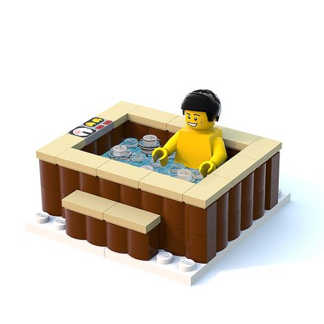 Winter Village 2017 - Hot Tub | PDF Building guide available… | Flickr Lego Basic, Lego Christmas Village, Easy Lego Creations, Lego House Ideas, Lego Winter, Lego Furniture, Custom Minifigures, Lego Club, Construction Lego