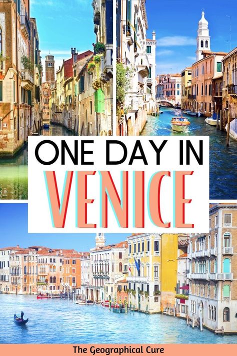 Pinterest pin for Perfect 1 Day in Venice Itinerary Best Views In Venice, Venice One Day, Things To See In Venice Italy, Venice What To Do, Venice Day Trips, Venice 1 Day Itinerary, Must See In Venice Italy, 1 Day In Venice Italy, Best Things To Do In Venice Italy