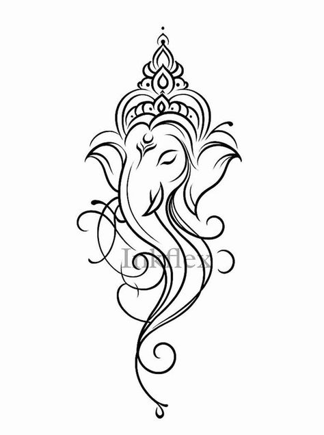 Simple Ganesha Tattoo, Ganesha Pencil Drawing, Simple Ganpati Drawing, How To Draw Ganesha, Lord Vishnu Tattoo, Ganesha Drawing Mandala, Indian God Drawing, Ganapathi Drawing, Ganapati Sketch