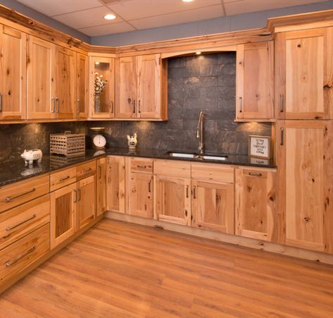 Carolina Hickory Kitchen Cabinets | RTA Cabinet Store Knotty Kitchen Cabinets, Rustic Hickory Kitchen Cabinets, Alder Kitchen Cabinets, Wood Kitchen Ideas, Hickory Kitchen Cabinets, Modern Wood Kitchen, Hickory Kitchen, Hickory Cabinets, Rta Kitchen Cabinets