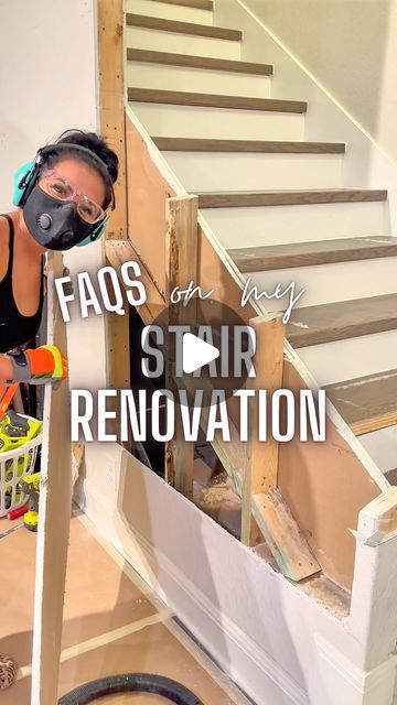 JONELLE LOVE on Instagram: "Most Frequently Asked Questions on my stair renovation… ❓ WHY? We took over someone else’s contract when we bought this house. The pony wall was not my choice personally and had always been an eyesore for me in my house. Also, because I wanted to ☺️ ❓ WHY DIDNT YOU JUST USE CAP-A-THREAD? I used the same LVP @shopflooret in my primary closet reno, and I love it! They use click technology to join their boards & their special nosing clicks right into the adjacent tread. It’s solid & looks 1000x better 👍🏽 ❓ WHY DIDNT YOU TAKE THE RAILING ALL THE WAY UP? When I sent in measurements for the quote, I just knew I wasn’t going to have the bandwidth for all the angles but mainly because of the additional work and time it was going to require. I am not a full time Closed To Open Staircase Remodel, Stairs Facing Front Door, Stairwell Opening Ideas, Tri Level Stairs Remodel, Staircase Half Wall Ideas, How To Open Up A Staircase Wall, Pony Wall Stairs Railings, Stair Railing Renovation, Removing Staircase Wall