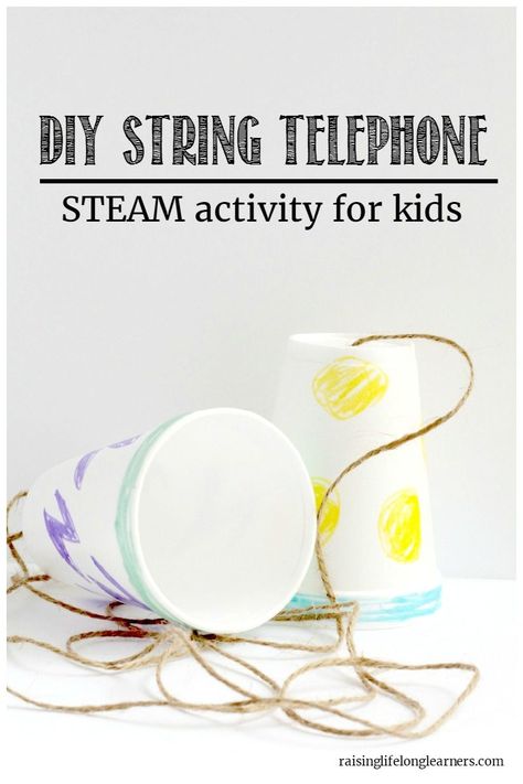 String Telephone Explanation: How Sound Waves Travel - Making a cup and string telephone is a classic kids' activity. Make it a little more scientific with this string telephone explanation! Tin Can Telephone, Can Telephone, Sound Experiments, Phone Craft, Steam Activity, Sound Science, 1st Grade Science, Cup Phones, Styrofoam Cups