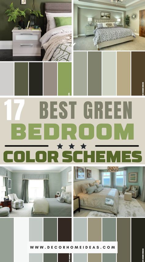 Turn your bedroom into a serene oasis with these 17 fantastic green color schemes. Dive into a world of tranquility and embrace the refreshing allure of green for a peaceful night's rest. Green Grey Bedroom Ideas, Green Bedroom Color Schemes, Peaceful Bedroom Colors, Pale Green Bedrooms, Cream Bedroom Walls, Bedroom Colour Schemes Green, Soft Green Bedroom, Brown Bedroom Colors, Grey Green Bedrooms