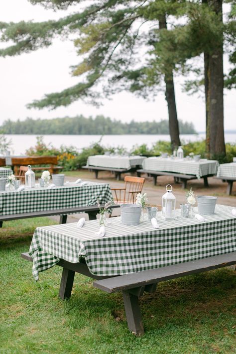 A-woodsy-wedding-weekend-lakeside-at-Migis-Lodge-on-Sebago-Lake-in-Maine.-Photographed-by-Rachel-Buckley-Weddings-a-Wisconsin-wedding-photographer.- River Theme Wedding, Lake House Engagement Party, Maine Lake Wedding, Lake House Bridal Shower Ideas, Picnic Wedding Decor, Intimate Lake Wedding, New England Backyard Wedding, Backyard Welcome Party, Lake Bridal Shower Ideas