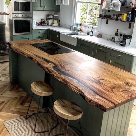 Dapur Rustic, Wood Worktop, Diy Kitchen Renovation, Cabin Kitchens, Counter Tops, Design Kitchen, Wood Kitchen, Dream House Decor, Rustic Kitchen