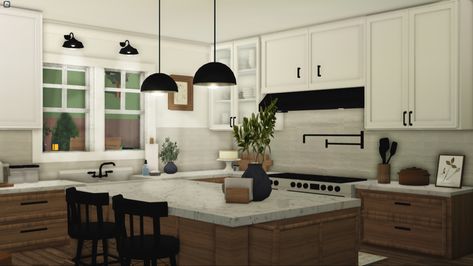 Realistic Bloxburg Interior Kitchen, Bloxburg Suburban Kitchen Ideas, Realistic Modern Kitchen Bloxburg, 2x2 Pantry Bloxburg, Block Burg Kitchen Ideas, Bloxburg 4x5 Kitchen, Bloxburg Kitchen Ideas Easy, Bloxburg Kitchen Designs, Bloxburg Builds Interior